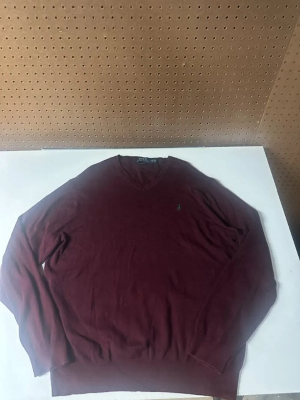 Polo Ralph Lauren Burgundy V-Neck Sweater Pima Cotton Logo Size XL